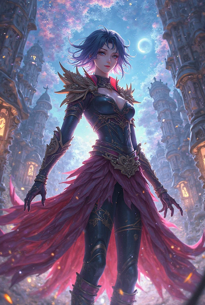 fantasy art, gothic art, (masterpiece:1.5), full body best details, highly detailed, best quality, Glowing Purple, highres, full body portrait of a vampire, elf (Masterpiece, best quality: 1.6), ultra feminine, wizard, (intricate details, Masterpiece, best quality: 1.5) with a long curvy hair, light color hair, blue eyes, (fantasy art, Masterpiece, best quality), ((beautiful delicate face)), Ultra Detailed Face (intricate details, fantasy art, Masterpiece, best quality: 1.5), [[vampiric fangs 1.5]] (red cloak: 1.3) , flowing cloak (intricate details, fantasy art, Masterpiece, best quality: 1.3), wearing an intricate black dress (intricate details, fantasy art, Masterpiece, best quality: 1.5), high heeled boots, urban background (intense details, beat details), fantasy, at night light, natural ,moon light, clouds, gothic atmosphere, soft light, dynamic light, [[anatomically correct]], high details, best quality, 8k, [ultra detailed], masterpiece, best quality, (extremely detailed), dynamic angle