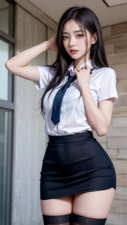 beautiful and delicate girl, very detailed eyes and face, beautiful detailed eyes, huge file size, very detailed, high resolution, very detailed, best quality, masterpiece, (((school classroom)), (((simple blazer))), (((pleated skirt))), (((The skirt and tie pattern are check patterns.....:1.3))), very detailed, CG, 8K wallpapers, amazing, fine details, masterpiece, ((best quality)), very detailed CG uniform 8K wallpapers, my face shines, cinematic lighting, 1 woman, 16 years old, (((dynamic pose))), (camel toe), (half), ((pantyhose)), ((Sit with your knees bent and your legs crossed...)), ((whole body)), ((((Lift up your skirt and expose your panties....:1.4)))),