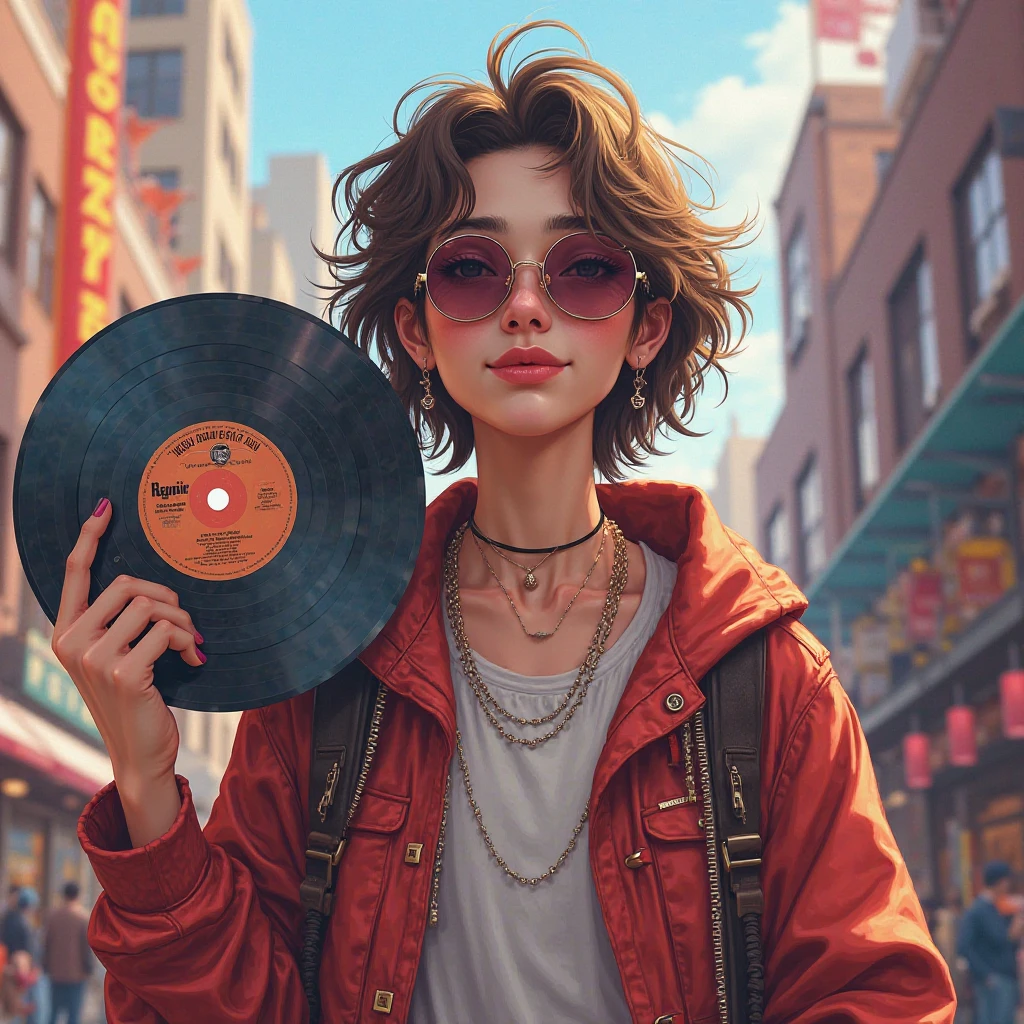 Create an image of a person with a music disc in their hand who says Rolitas 