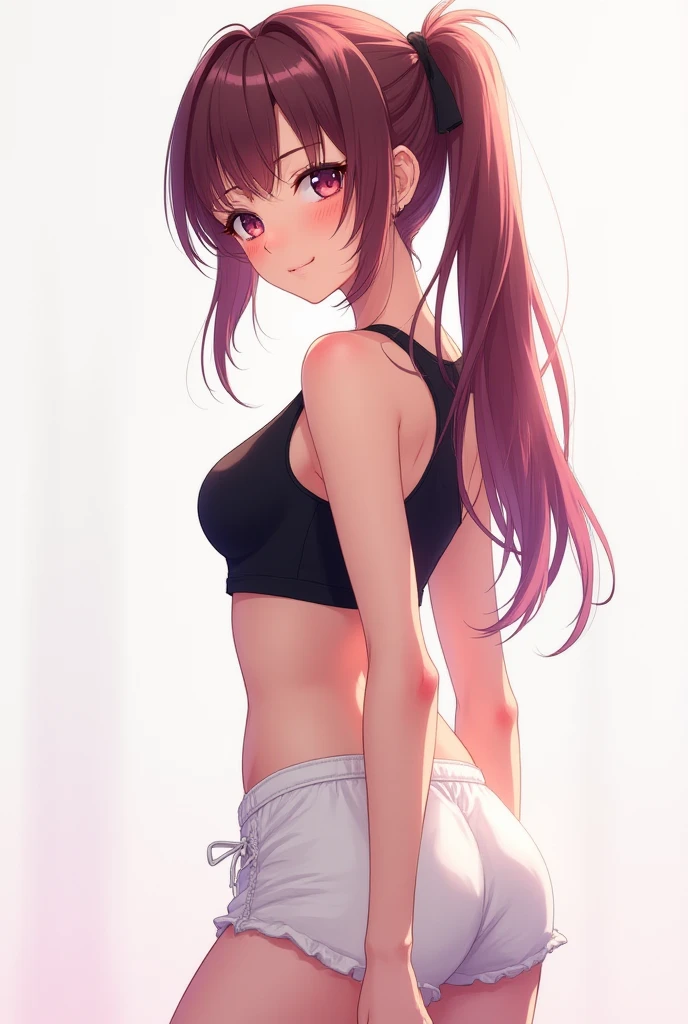 beautiful girl, anime girl, in hot yoga shorts