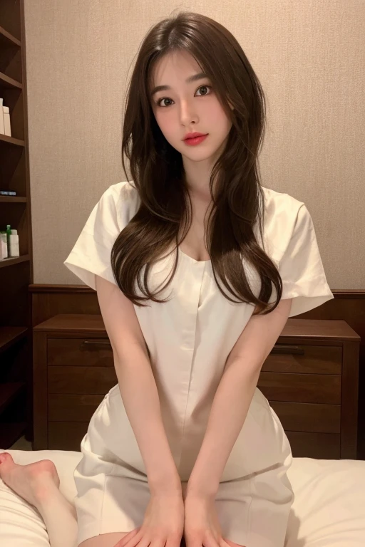 highest quality,live-action,whole bodyが映る、butt、back、fine skin,beautiful breasts, long brown hair, 8K highly detailed face, perfect face shape,absolutely perfect lips,whole body、 beautiful body line,Cumming face(1.5),perfect nose、beautiful eyes,erotic expression,masterpiece, spring clothes、beautiful girl,Japan female, 26 years old,look up,face of shame、cool beauty、visible from head to foot、long legs、Are standing、Take a picture of your feet、perfect fingers