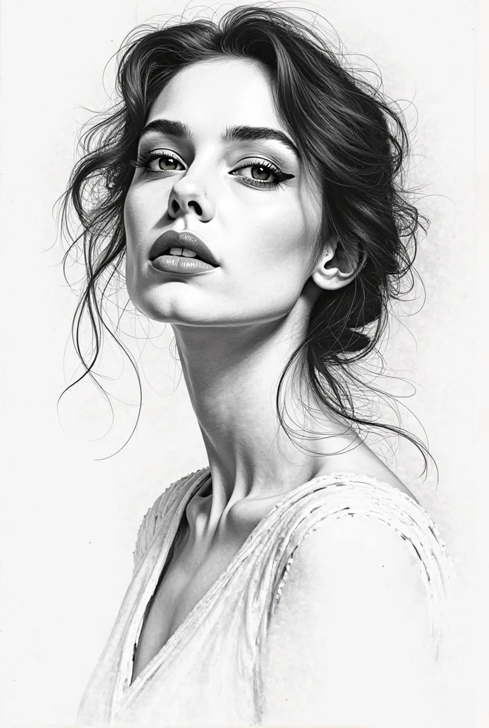  of a woman black and white drawing 