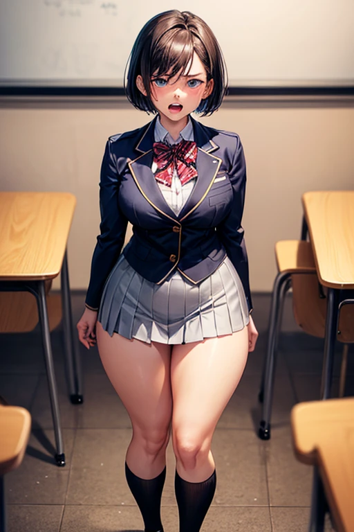 1girl, Cute, black-haired, 18 years old, Smile, Looks pure, Sailor Suit, Photography, Realistic, Best Quality, Detailed face, Full body, slender, Slender legs, Long legs, Wearing thigh-high socks, shoes on, School, Classroom 
(masterpiece), best quality, ultra-detailed, 1024k UHD wallpaper, ultra-high resolution, depth of field, HDR, Ray tracing, RTX, high saturation, high contrast, photon mapping, best texture quality, best compotitiontremely detailed CG 1024k wallpaper), Ultra HD, Perfect Face, Perfect Anatomy, Perfect hand, Perfect Finger, (Full body),