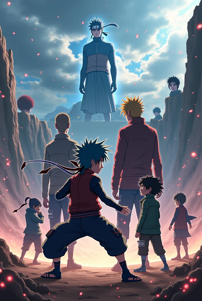 Naruto, , Goku , Tanjiro, Saitama, Luffy and all the other anime characters in the whole universe are situated in a Dark Gloomy atmosphere full of Black Holes and Interdimensional portals that are ripping apart buildings right in front of them.