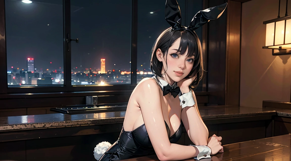 (8K, RAW photo, highest qualityの, masterpiece), Professional photos in high definition RAW color, (realistic, photorealism: 1.37), (highest quality), (Best of darkest illustrations), ((cute, beautiful, ultra high resolution, High-definition CG integrated 8K Denden wallpaper, Physically based rendering, movie lighting), analog style, elegant, thank you, UHD 8K, Digital single-lens reflex camera, Fujifilm XT3, lively, Frank, A dramatic and realistic sunset, (detailed face, skin texture), film grain, Natural light, looking at camera,(idol face), (1 Japanese girl),((Photo of a :1.4)), ((girl with short cut hair:1.4)),((black linen velvet bunny earband:1.4))、((linen velvet strapless leotard:1.4)), ((Black Mesh Pantyhose:1.4))、((black cufflinks:1.4)),(thick thighs), ((looking at the viewer:1.1)),((cowboy shot)),very sexy, とてもbeautiful, とてもとてもcute, ((hotel bedroom)), Seaweed、look of fear、screaming