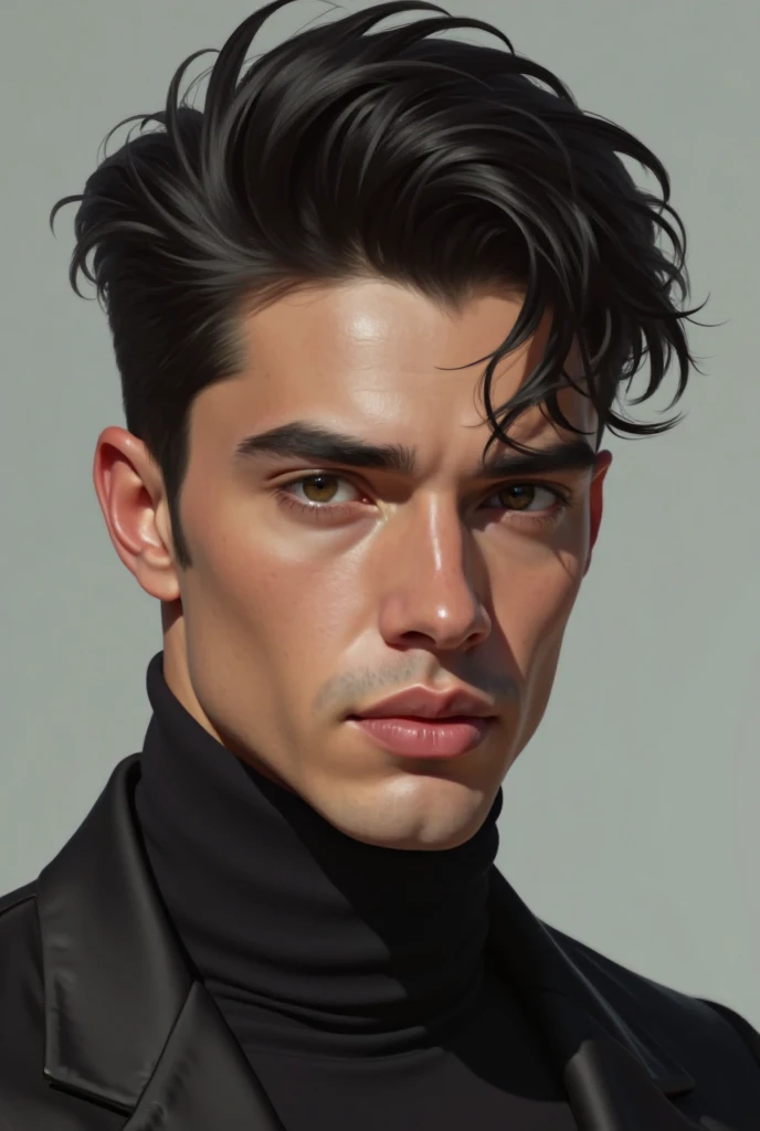 A young,with black hair,handsome,stand