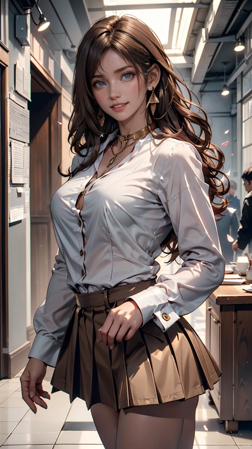 (masterpiece:1.2, highest quality, 8k, advanced details), (realistic, photorealistic:1.4), beautiful illustrations, 
looking at the viewer, whole body, Front view:0.6, 
((1 female)), 23 years old, Japanese, ((long black hair:1.5, Curly hair inside)), blown hair, bangs,  ((height: 158cm, B cup breasts)) 
beautiful hair, beautiful face, beautiful and detailed eyes, (Shining eyes:1.3), beautiful clavicle, beautiful body, beautiful breasts, beautiful thighs, beautiful feet, beautiful fingers, perfect anatomy:1.3, perfect anatomy
白いパンティー, 
((Grasp the hem of the skirt with your right hand, put your left hand on your chest, open your legs:1.3)), 
(Look at the viewer while blushing:1.3) 
((navy blue suit vest:1.8, Long-sleeved white shirt with collar and buttons, Dark blue tight skirt:1.4, black pantyhose:1.3 choker)), ((In department stores:1.6))