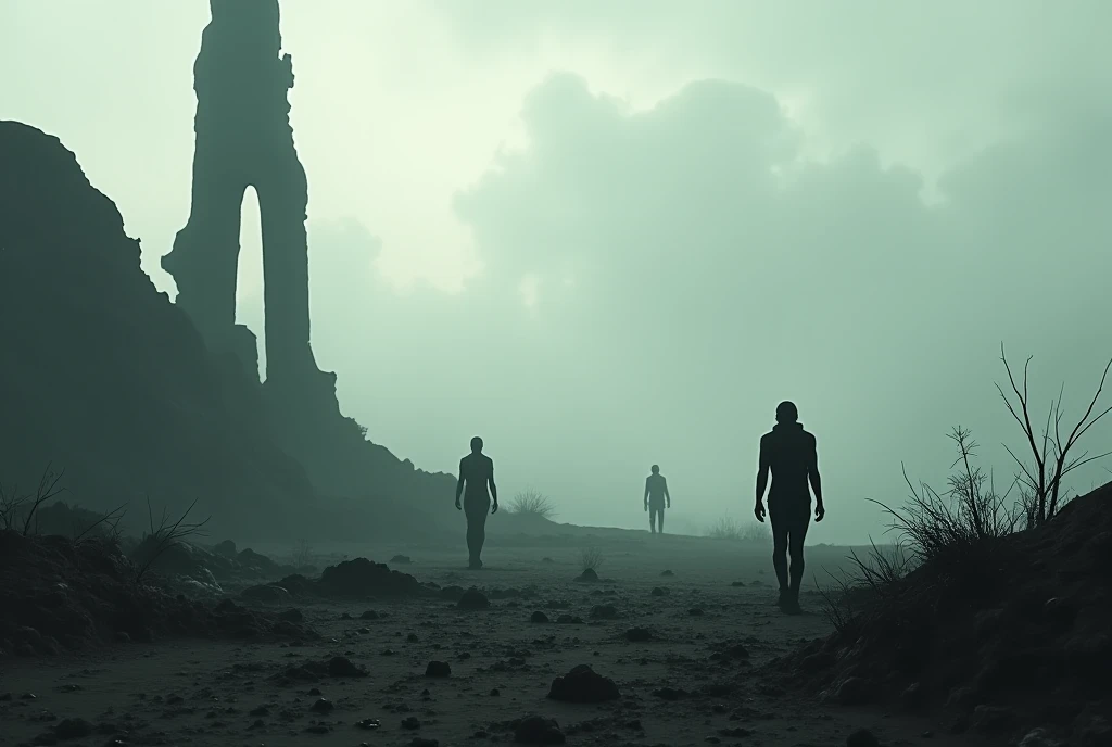 Desolate nuke wasteland dark bone Noir abstract hell desert 