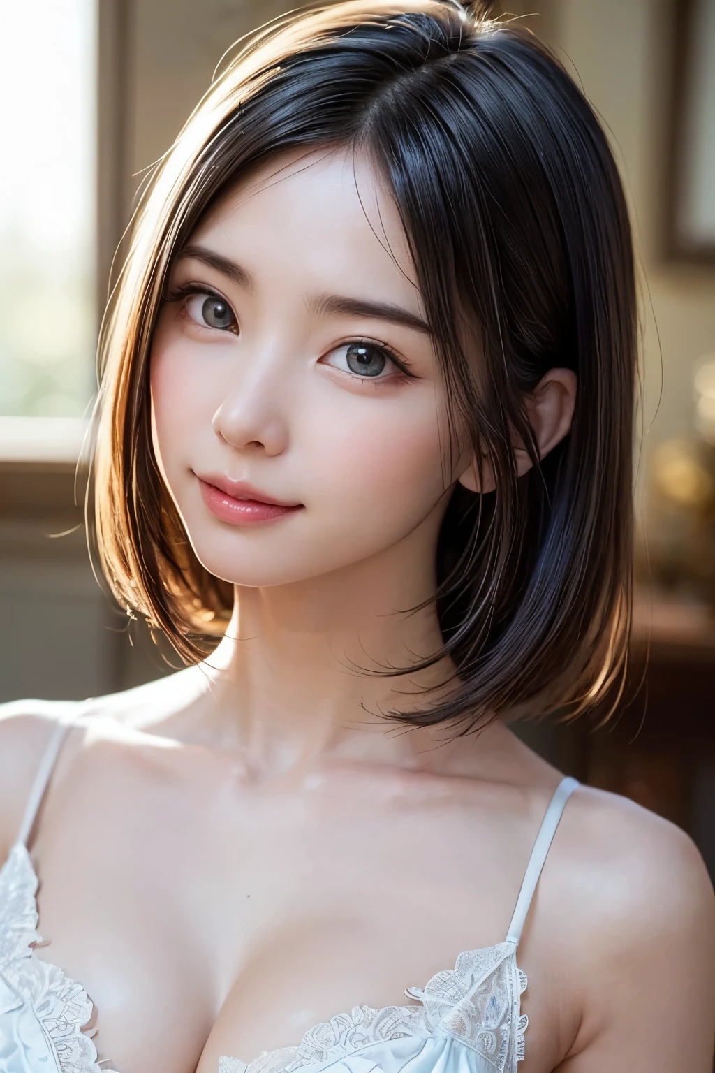 (2girls:1.3), (Ultra Realistic, hight resolution), (Highly detailed eyes, Highly detailed hair, Highly detailed face, Highly detailed plump lips), (off shoulder with open breasts), breasts, Upper body, Search Smile, (Best Quality:1.4), Raw photo, (Realistic, photo-Realistic:1.37), Professional Photography, Cinematic Light, (Fine face: 1.2), (View from above),