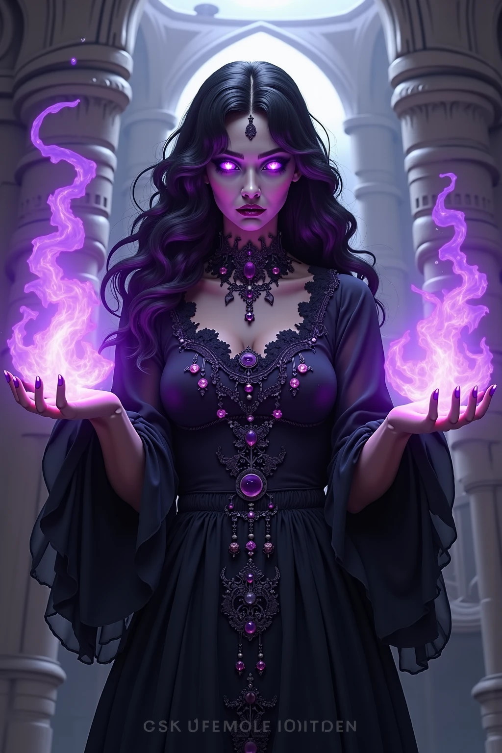 hyper detailed masterpiece, dynamic, awesome quality, a female psion brewing potion turbulent darkness DonMM4g1cXL magic,  <lora:DonMM4g1cXL_v1.2:1>, Perfect Hands,  <lora:Perfect Hands:1>