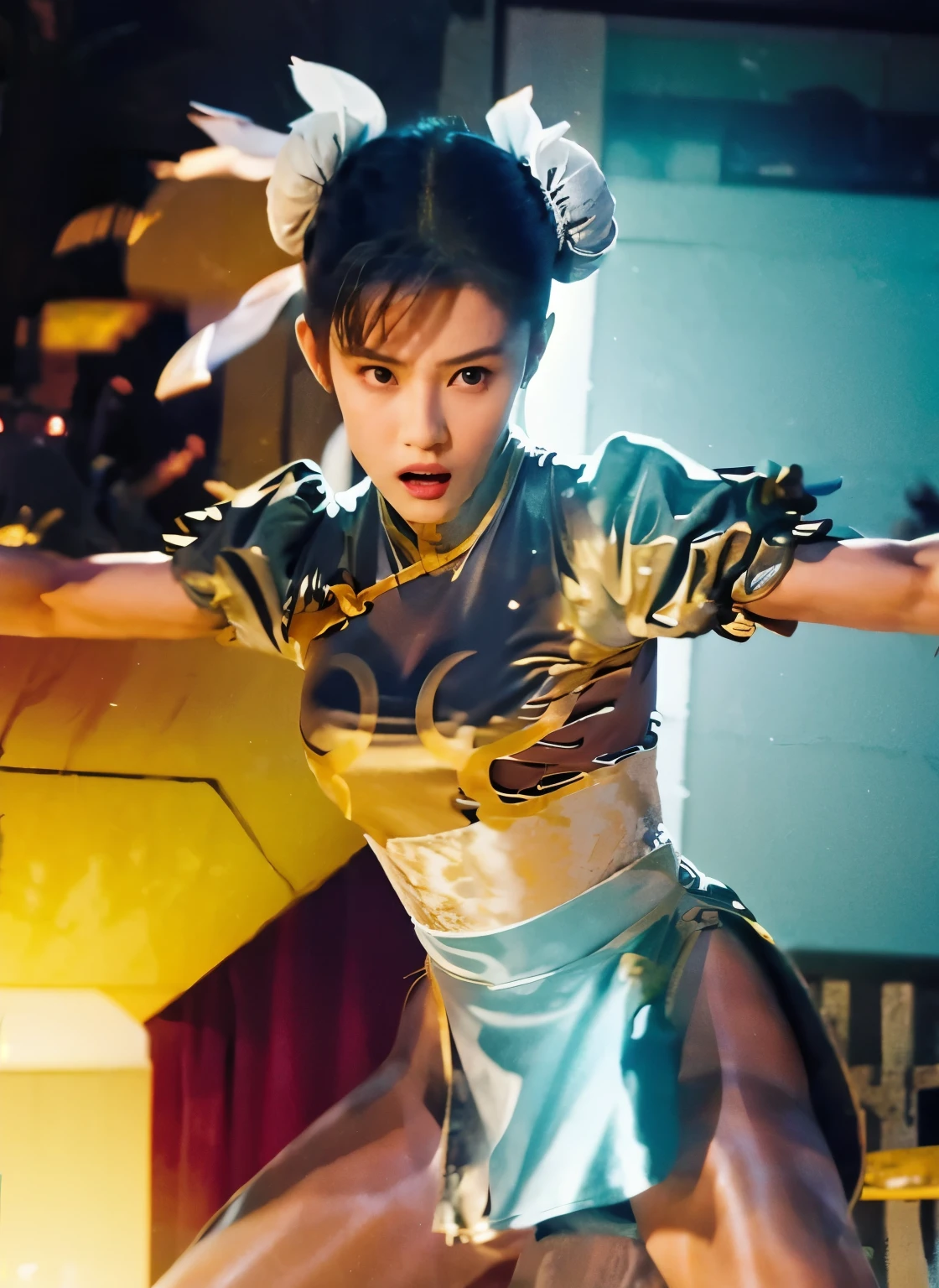 looking here, cool pose, masterpiece, high resolution, photo real, hyper real, shot on Canon EOS, Fighting Poses,
