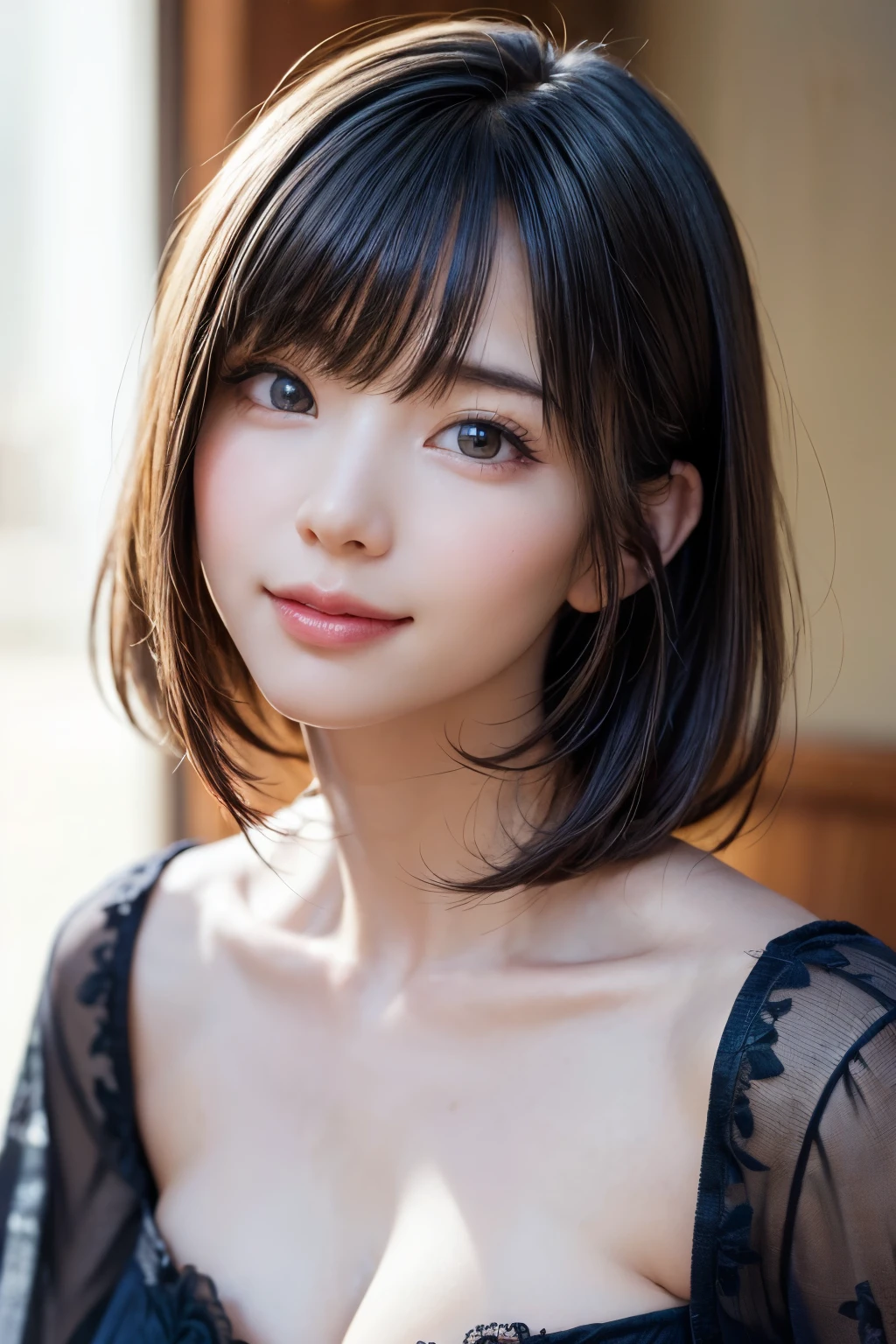 (Tabletop, Highest quality、Very attractive adult beauty、Add strong highlights to the eyes、Look closely at the camera:1.4、A beautiful woman with mature charm、Ideal body type、Perfect Anatomy、Short Brunette Bob、Shiny Hair、Lip gloss),One Girl, alone, 明るい茶色のShiny Hair, scarf,Realistic, Looking at the audience、Please tilt your head a little, Bright colored crystal light blue eyes, 短いShiny Hair、 chestの中央に穴が開いた白いタートルネックの服,chestの真ん中に丸い穴が開いたセクシーな白いタートルネックのニットセーター、 lips, Lip gloss,prohibit, Upper Body、Big eyes、eyelash、Face is a little red、Embarrassing)、((Italian road system in winter))、((Short hair with bangs、Big eyes、Give students a very strong highlight、{Hugeな|big|Hugeなな|Mega} chest:2、とてつもなく大きなchest:2、Gazing at the audience、Very beautiful beauty、Listen carefully、Long neck、Laugh a little、Beautiful Teeth、Laughing with your mouth open、Heart-shaped pupils))、28 years old、Very cute supermodel、{Huge|big|Hugeな|Mega} chest, chestの谷間、A very picturesque background、Beautiful out-of-focus background、A wonderful sexiness that is full of dignified charm