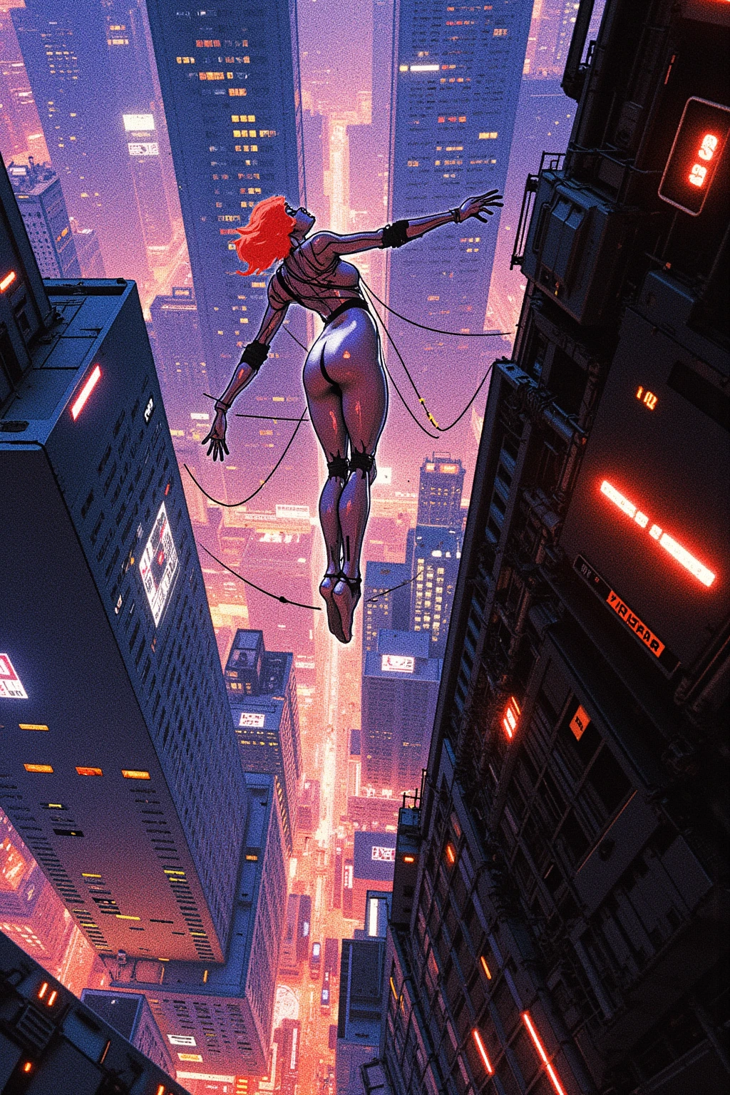 in style of Ashley Wood,
neon genesis evangelion sytle,a concept map of the scene,silhouette of a black city skyline,((silhouette of a red city skyline:1.5) upside down in the sky:1.3),fantasy surreal scenes,(1 girl solo:1.1),(symmetrical picture up and down:1.2),pale violet sky color,