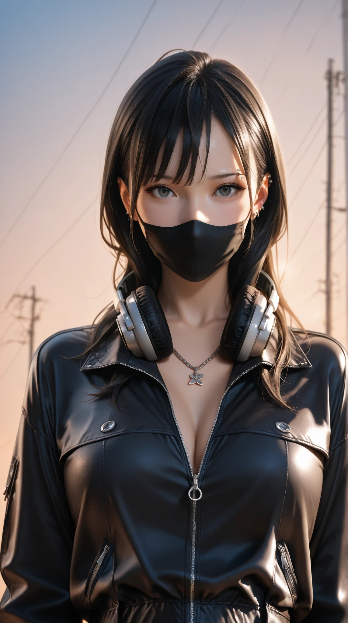 Beautiful woman with mask in her mouth