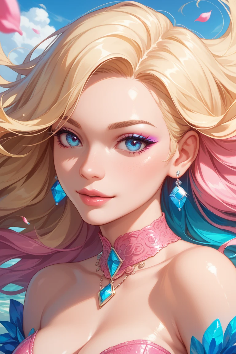 (best quality, ultra-detailed, photorealistic: 1.39), bright and vibrant colors, studio lighting, romantic expression, An effeminate girl, with a delicate and beautiful face. She is a girl who reflects seductive beauty, sparkling eyes, extremely beautiful woman, lips parted, crystalline dress, crystals on the detailed dress, she is in love