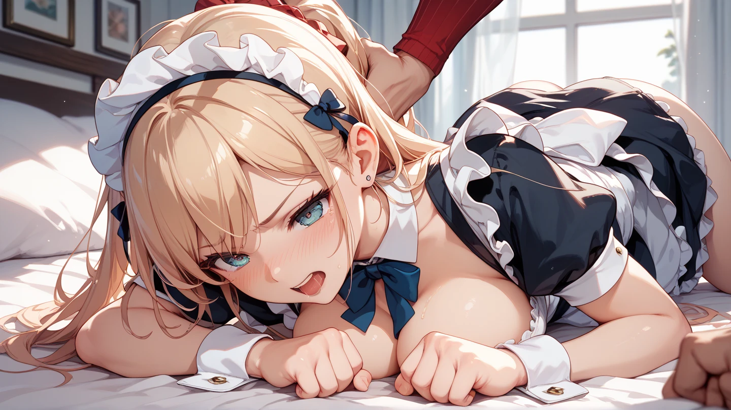 One Girl、Maid clothes、Blushing、Inverted nipples、Small breasts、Blowjob、Bukkake、Ripped tights、View from above、Blowjobをしてくれている、One penis、I love penises、ひょっとこBlowjob、バキュームBlowjob