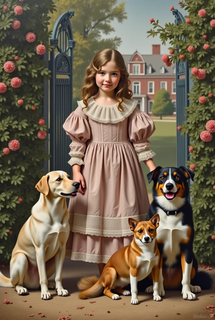 German children girl with German shepherd dog, photo studio white infinity background, close-up, bust, portrait, long blonde hair gold, giant green bows