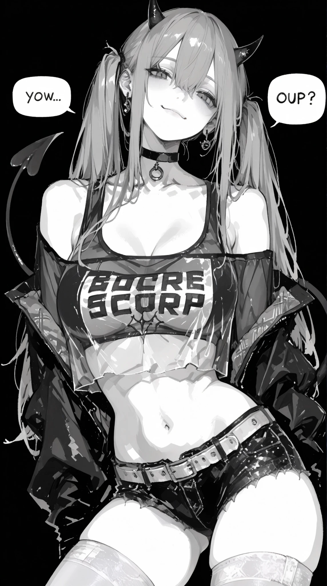 sad pale muscular girl massive breasts hair black hair yellow eyes extremely long hair sad neon dark atmosphere glow blurry glowing