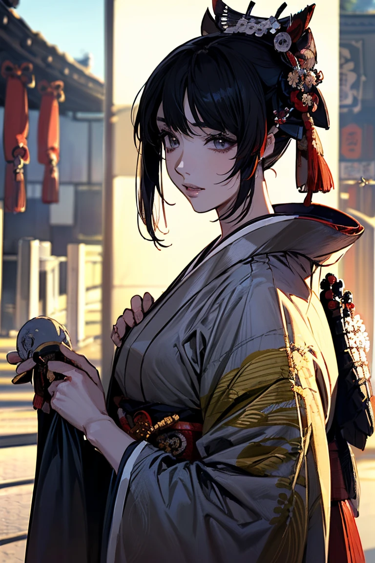 (masterpiece:1.5),beautiful hair,Beautiful Eyes,beautiful lips,Beautiful slender body,(Konno Anna:1.2),(Riho Yoshioka:1.1),(in the Imperial Court:1.3),(Riverside:1.4),bust illustration from the front ,((((An Extraordinary Beauty:1.7)))),(((( kimono,jacket,Taisho Romance:1.5)))),((19-year-old single woman holding a fish in her hand:1.1)),(accurately depicted anatomically correct hands:1.1)black hair,long lashes,Three-dimensional, jewel-like eyes,Very delicate and beautiful CG,2. 5D illustration, anatomically accurate body, (very precise illustration:1.1),(Outdoors:1.4), (wallpaper:1.4),8k