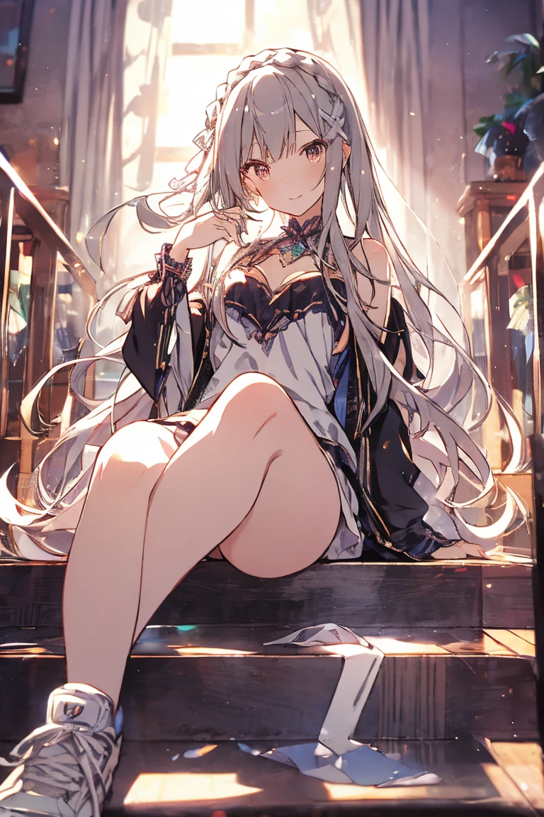 Highest quality,highest quality,masterpiece,break,(1 girl,alone,nonomi,:1.5),(negligee:1.5),Grin,Lying down,vile face,cute,vile,On the bed