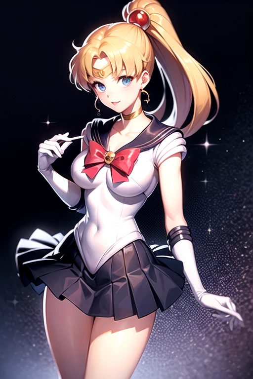 1girl, <lora:EvlSM:0.75>, EvlSM, sailor senshi uniform, skirt, crescent, crescent facial mark, makeup, lipstick, mascara, eyeshadow,, <lora:DynazenonMujina:0.8>, Mujina, best quality, masterpiece, highres