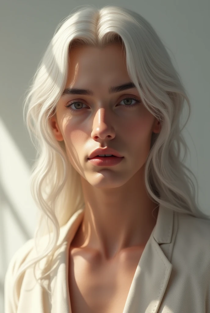 who has the face of a handsome man and has clear hair 