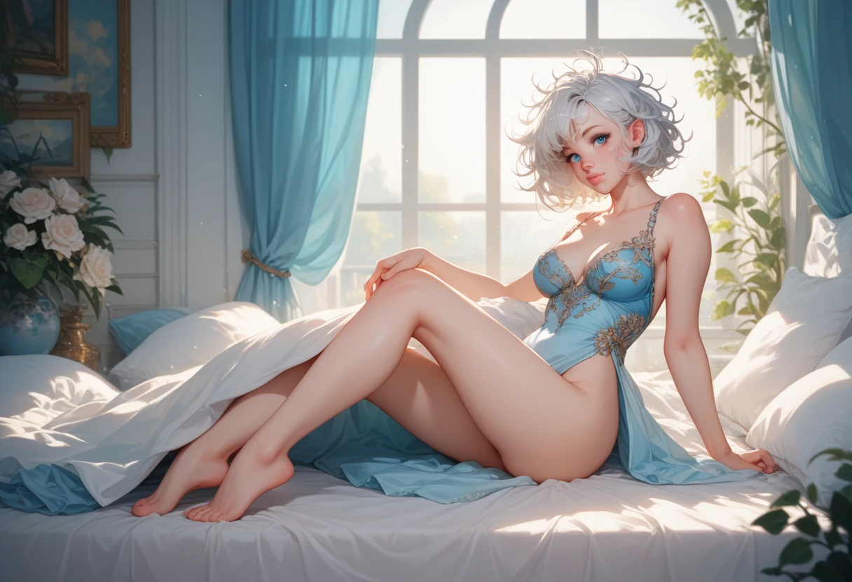 (masterpiece, highest quality, steampunk art, anime, game art: 1.1), (Detail view: 1.2), 1 girl, woman, Queen, white coat, White eyes, White eyelashes, snow Stains, cold, condensation, color, positive light, sunlight, illuminate your face, small stones, Sharp Crown, Super detailed, written boundary depth, magic circle, (White eyes: 1.1), gray hair, Real Queen, snow, snow Magic, white magic, sapphire, ice crown, ice crystal fragments, ice, light blue gemstone earrings, wide white area, red lips, can'can't believe it, Super detailed, very detailed, (high contrast : 1.11), Wind, wonderful, beautiful and fine eyes, messy hair, (best lighting, very delicate and beautiful), (movie light)), (From the side: 1.3), ((Adrian Hornich)))inboxDollPlaySetQuiron style, (spread your legs:1.2)、lace lingerie, (perfect face), (Details of a set wearing white sexy lingerie:1.25), (look at the camera), (short light curly hair), (hair flower, hair ornaments), fine skin pores, oily skin, intricate eye details, natural breasts, gift box, play set, 箱の中のwoman, whole body, toy play set pack, in a gift box, premium play set toy box、(At SFW:1.2)