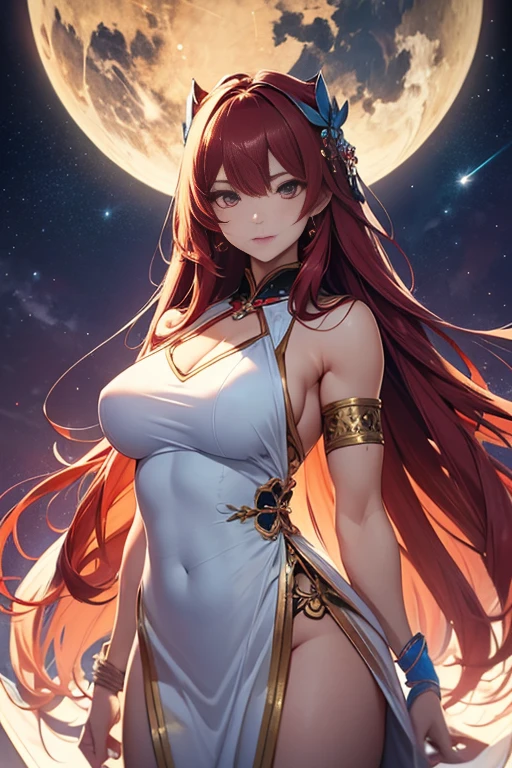 The goddess holds out her hands、A red light on the right、　With a blue light in his left hand、Asking which one to choose。　Anime Images right hand light more red