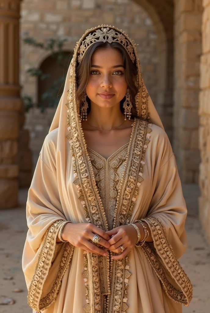 It is possible for a girl to wear the same dress in this background. She is from Egyptian Khayamiya with girls wearing traditional clothes without jewelry, accessories and henna supplies. They will dance, laugh, henna tray, increase the number of bride friends and make a light smile