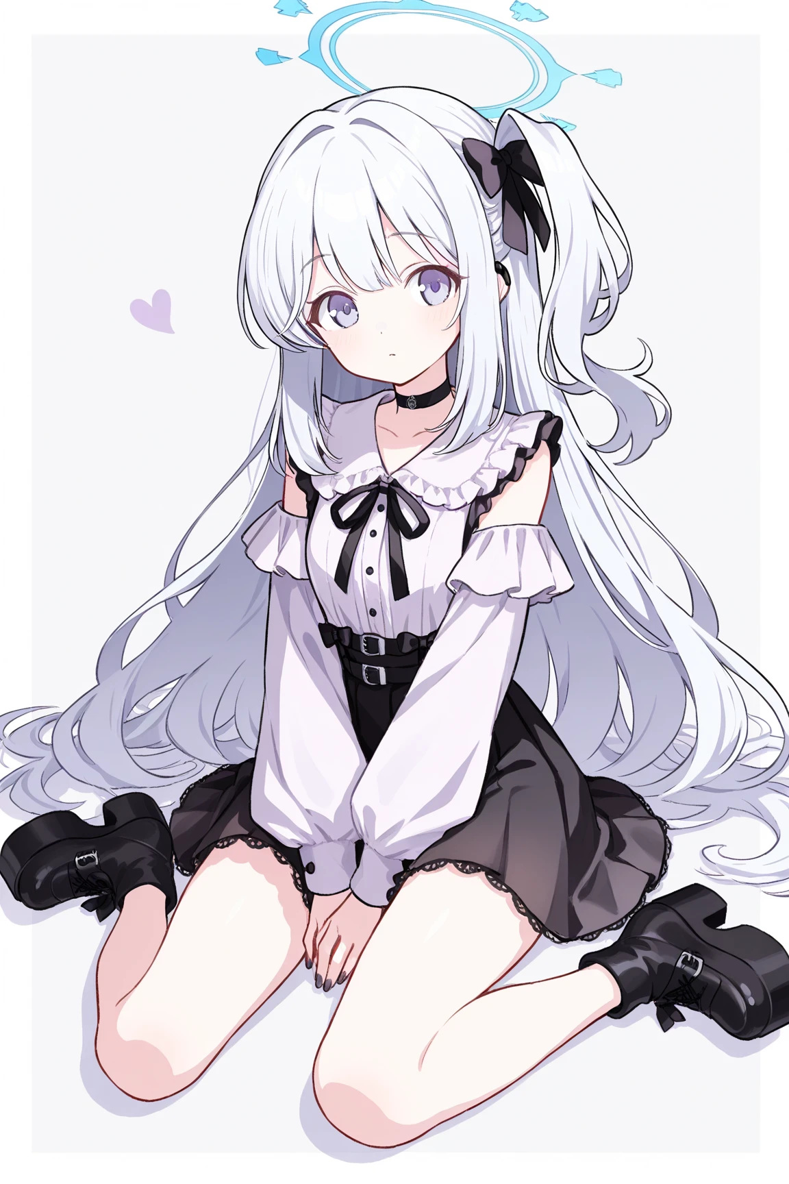 Red eyes, Blushing, One person, Cat ear, Character profile, Overlooking, Simple Background, Very long hair, Gray Hair, I want to cry, White dress、Anime Style, Sparkle Effect, Food, Food, Food, High resolution, accurate, Hold the top of your head with your hands、Crouched on the floor、Watery eye、Confused eyes、night、深night