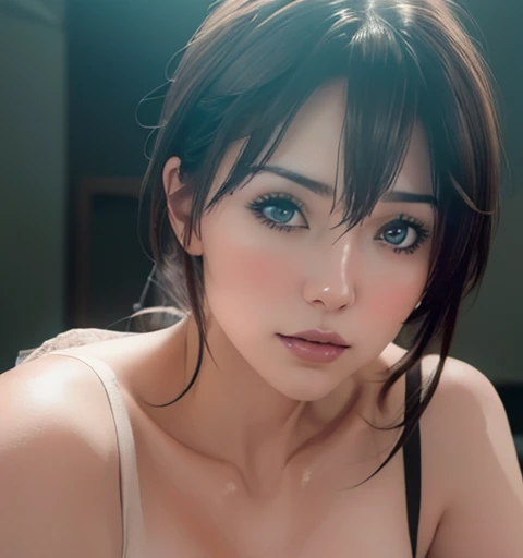 1 girl, Highest quality, masterpiece, Ultra-high resolution, (Realistic:1.4), RAW Photos, One girl, Beautiful off-the-shoulder dresses, Cinema Lighting, bust, Half Body Shot, Sleep
