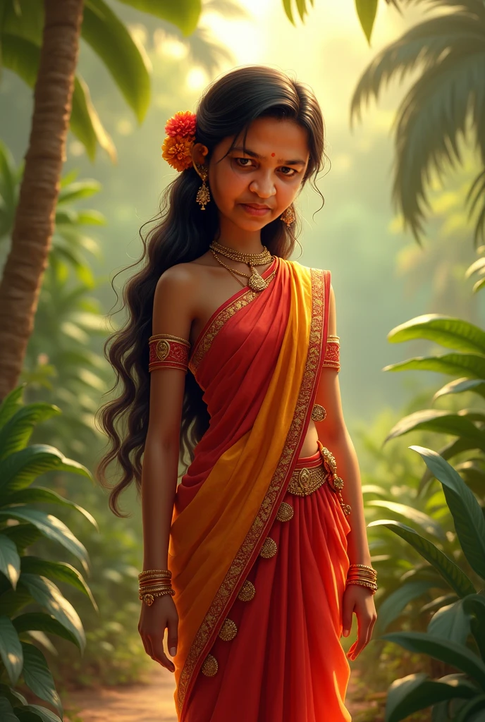 Kerala saree girl infront of onappukkalam