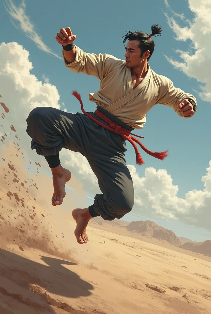 Gojo doing a flying kick