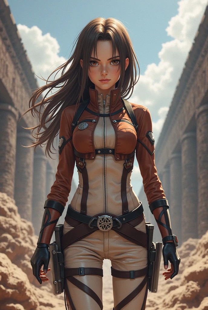 Attack on Titan Investigators Corps pretty girl with long brown hair