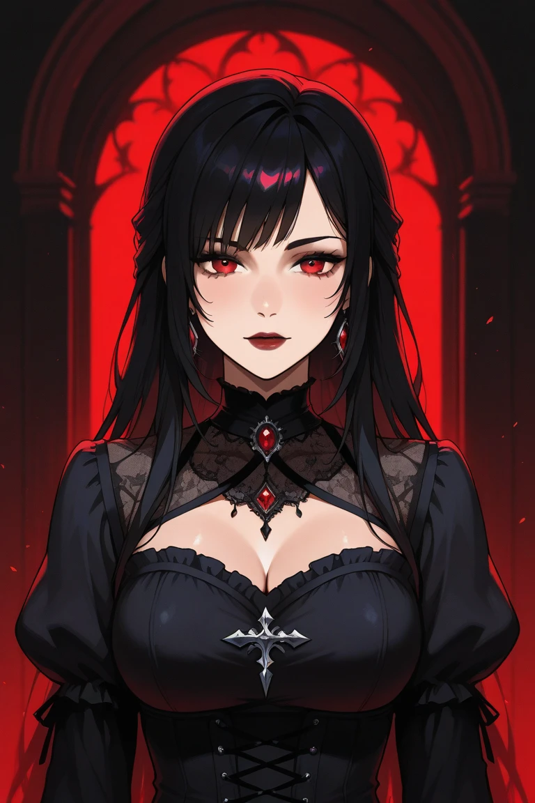 best quality,ultra-detailed,realistic,gothic women,1women,long messy black hair,annoyed look,levitating while meditating,red eyes,attractive woman face,almond eyes,shading,dark background,mysterious atmosphere,vivid colors,sharp focus,detailed facial features,ethereal,transcendent,haunting beauty,gloomy lighting,emotional expression,enchanted gaze,straight posture,flowing hair,black dress,subtle makeup,red lips,foreboding,dark aura,alluring presence,ethereal glow,ornate jewelry,delicate features,mesmerizing,unworldly