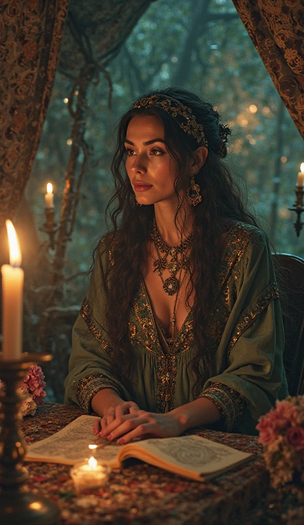 A woman fortune teller looking ahead 