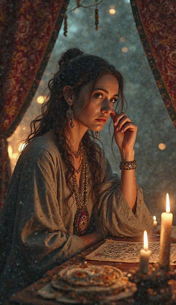 A woman fortune teller looking ahead 