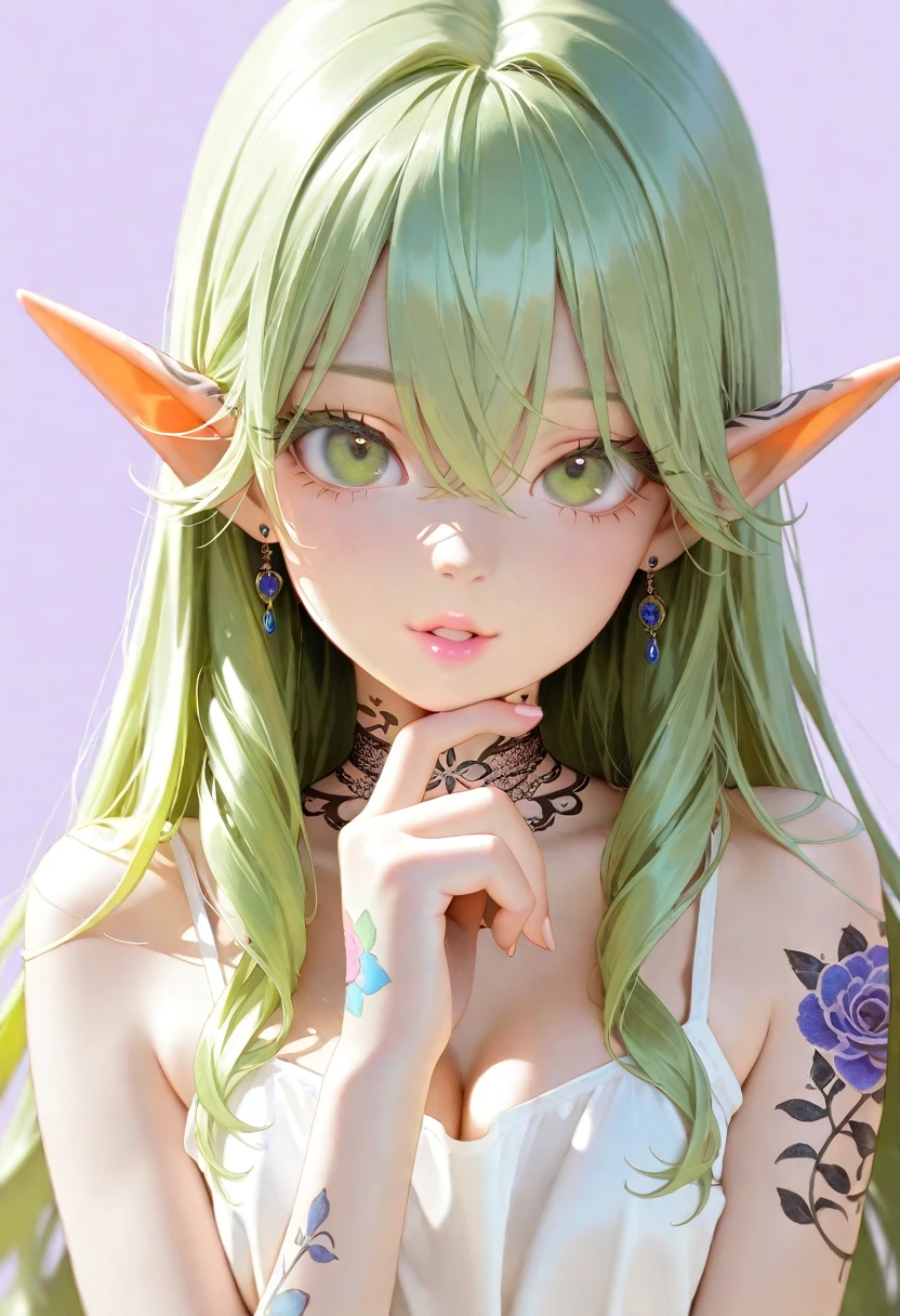 (Masterpiece, BestQuality:1.3), (ultra detailed:1.2), (hyperrealistic:1.3), (RAW photo:1.2), High detail RAW color photo, professional photograph, (Photorealistic:1.4), (realistic:1.4), (Pink Hair:1.5), professional lighting, perfect anatomy, (Big Breasts:1.2), (blush, detailed face), (A happy smile:1.7), sexly, erotic sexly, Random sexy gravure poses, (Beautiful cosplayer wearing a green elf-style costume、With a fairy-like smile in the forest、Posing with a bow。Flower crown on head、On her feet she wears lace-up sandals。:1.3)