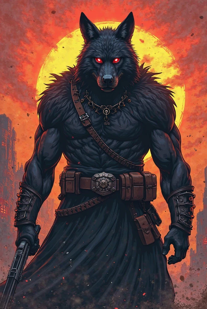 ((best quality)), ((masterpiece)), (detailed), a werewolf female, red cloak, torn clothes
