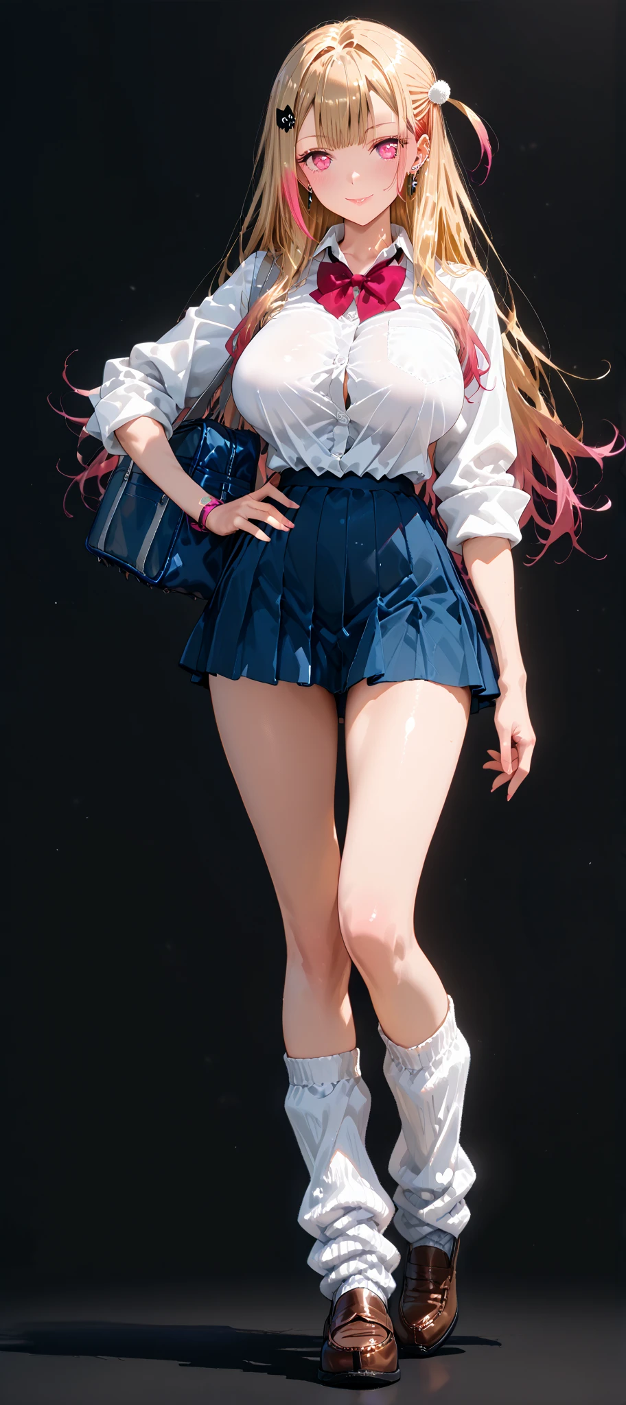 beautiful, (masterpiece:1.2), (best quality:1.2), Beautiful -yeld wh girl with blue eyes, long swept-back straight blond hair, Happy), Pink and white frilly miniskirt, pink shirt, pink socks, white sneakers, California City background, daylight.