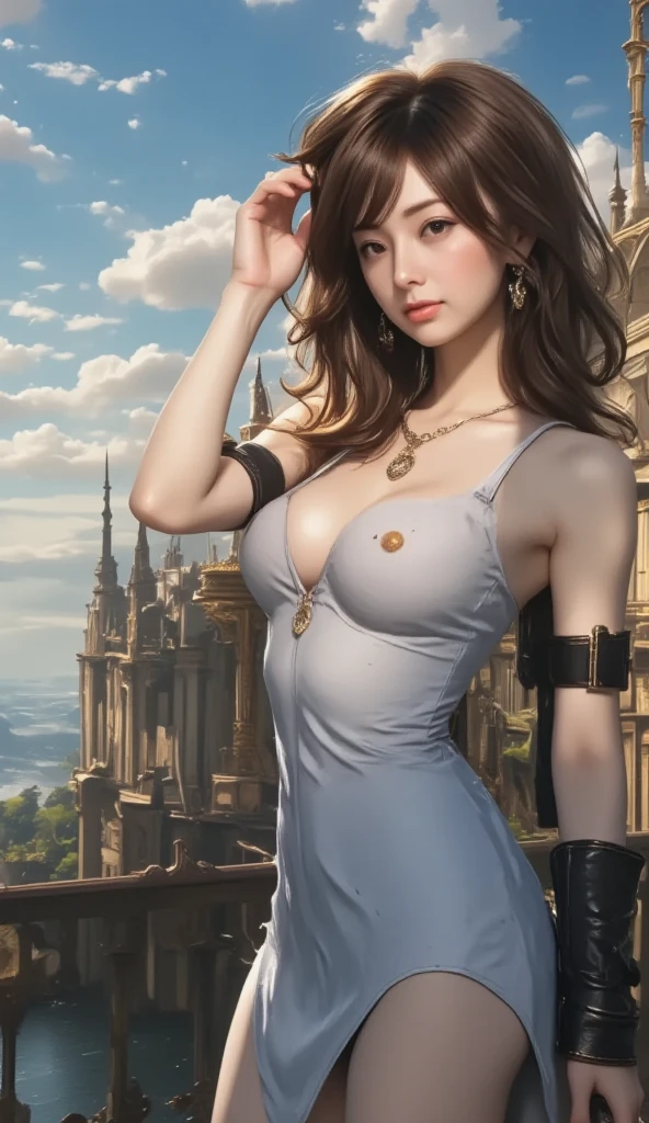(巨作, Best quality, Realistic),
1girl huge large breasts,(on the St. Peter's Square of Vatican,crowd of), st. Peter's Square of Vatican background,gypsy dress,(Princess Eyes,shiny pupils),Dancing,  Gold, banquet, crowd of, picking up skirt,
[Slight smile],