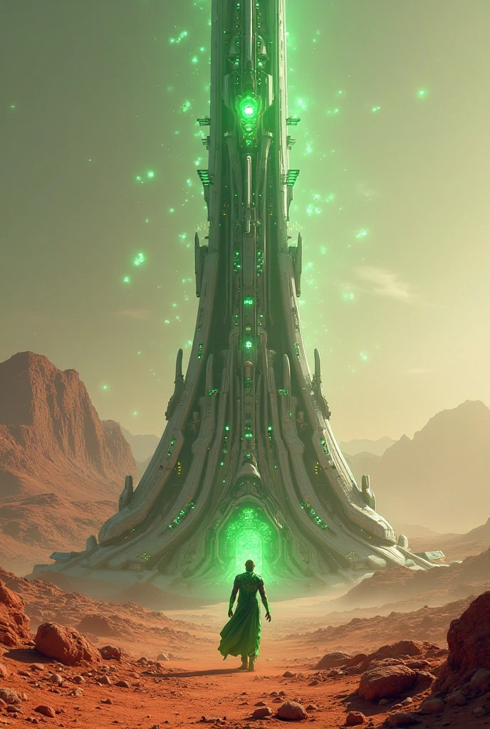 Green lantern travel mars, green lantern build a future fantastic tower for staying long time