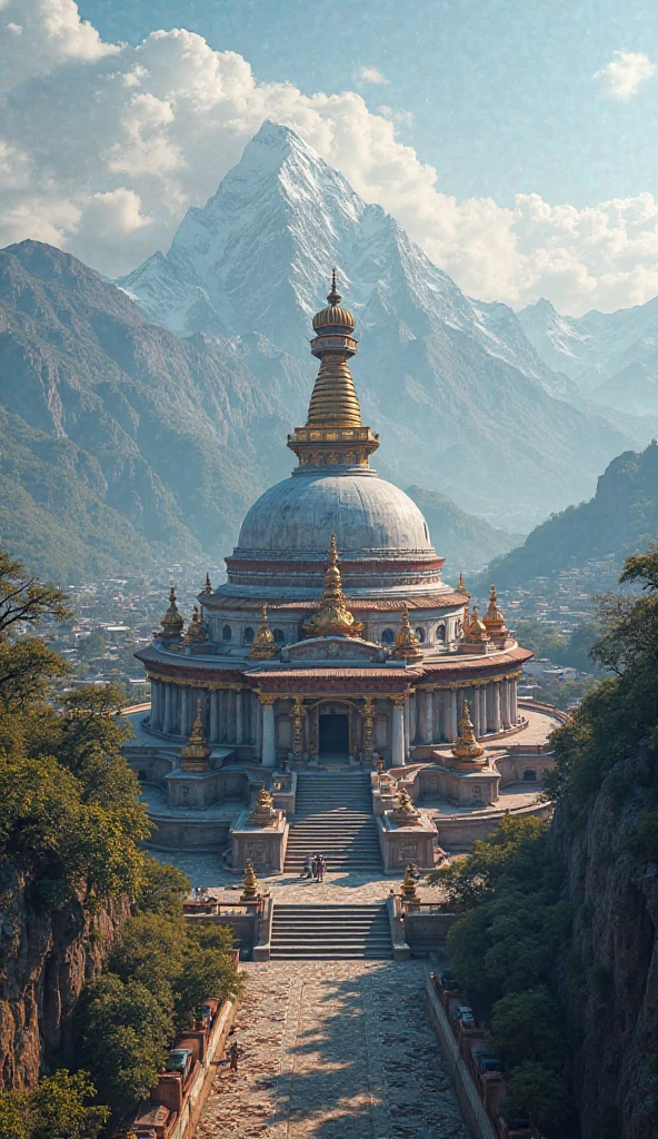 traditional print image, nepal places, baudha stupa, pashupatinath temple, swayambhu temple, detailed landscape, intricate architecture, ornate buildings, cultural heritage, serene environment, natural scenery, high quality, professional photography, 8K, HDR, studio lighting, physically-based rendering, vivid colors, dramatic lighting, epic scale, fine details