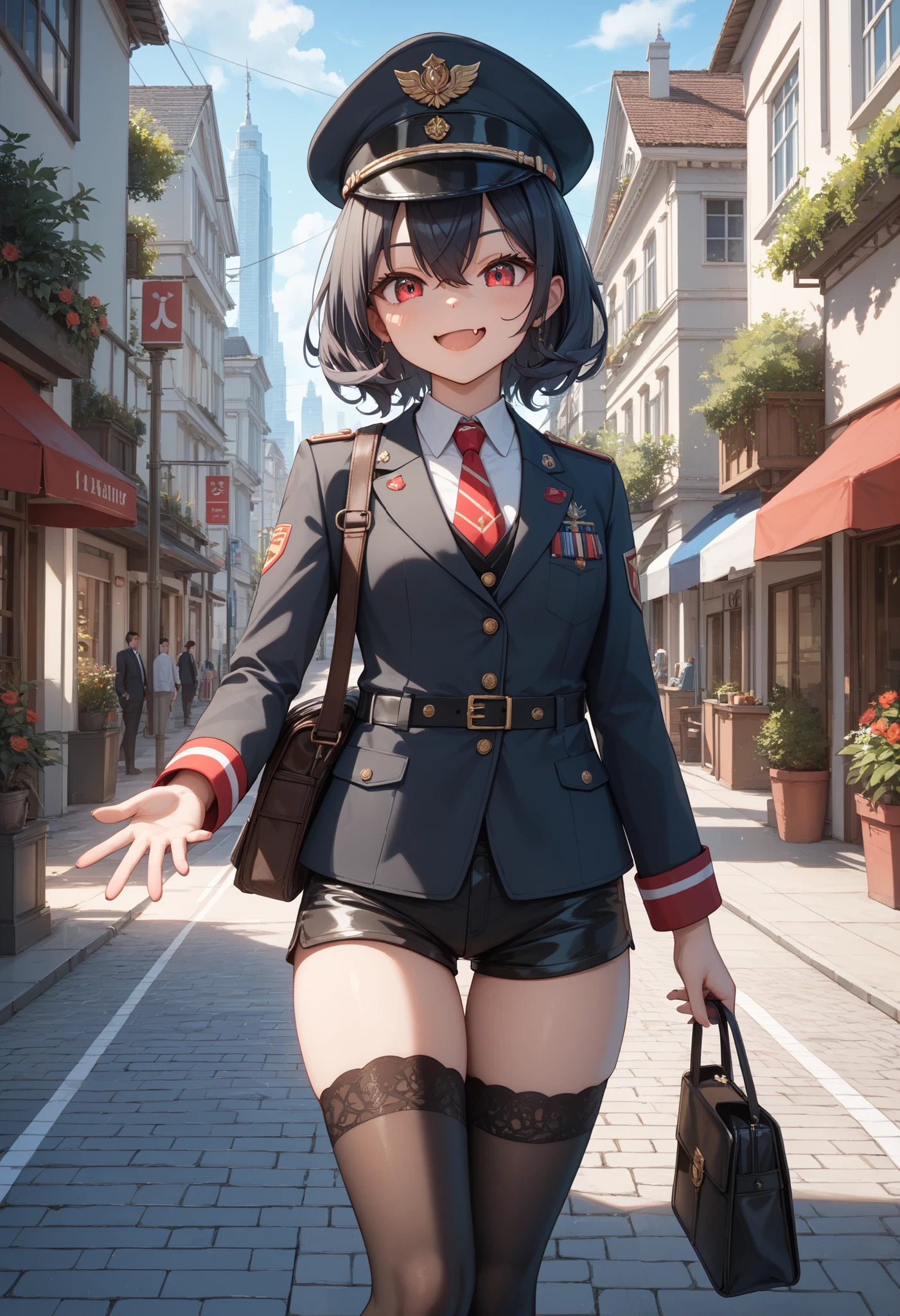 (Satori toho character:1.1), (solo), (standing), (stained glass), BREAK, short hair, (large perky breasts), (inconceivably short torso), (inconceivably thin waist:1.2), (very long legs), BREAK, (black blazer:1.3), (black thighhighs:1.35), (very short black high-waist skirt:1.3) cinches waist too tight, (highheels), BREAK, nose blush, sad smile, open mouth, BREAK, masterpiece, ultra-detailed, full body