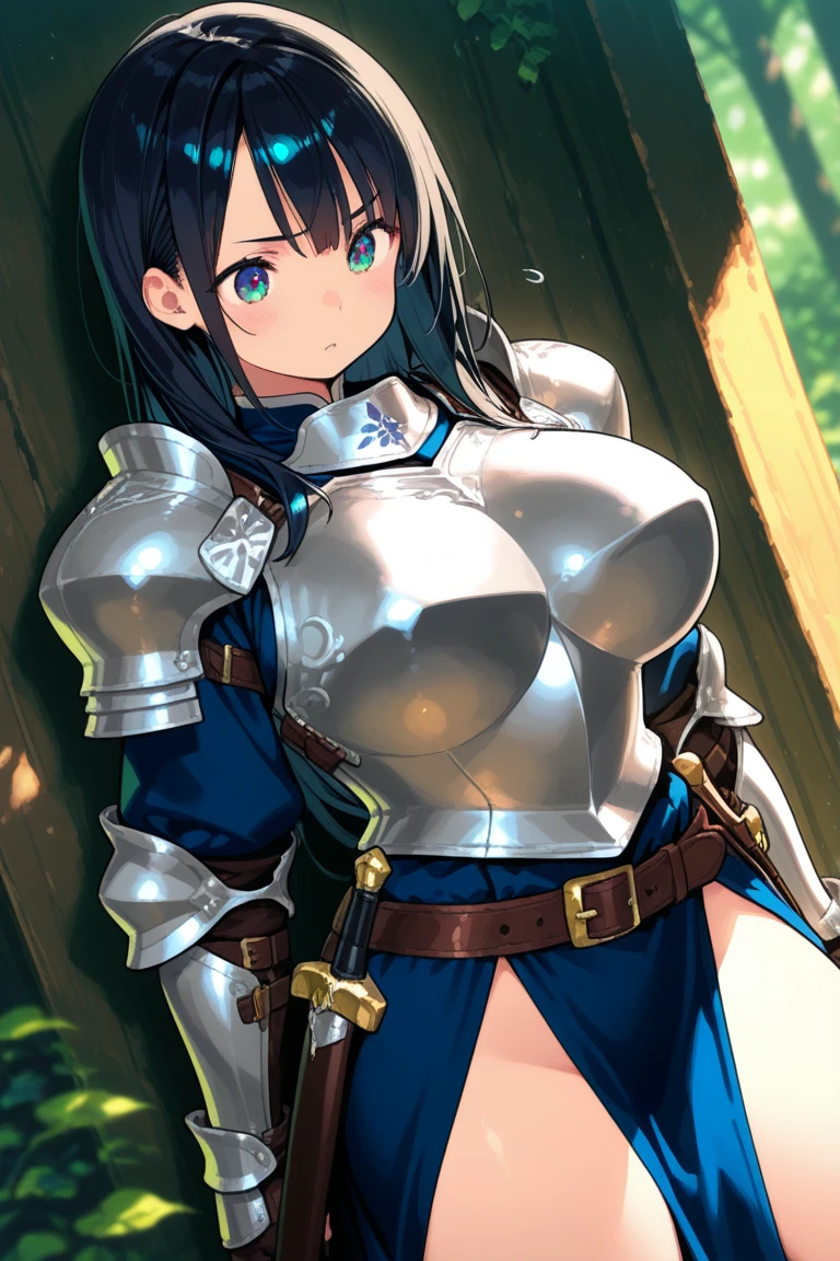 "(masterpiece:1.1), best quality,
1girl, (80s anime style:1.3), (eyelashes:1.5), (:1.2),
(intricate high detailed body:1.2),
(black hair:1.1), (forehead:1.1), (twintails:1.1), (headband:1.2),
red eyes,
(gigantic breasts:1.1),
(happy, smile:1.2), blush, open mouth,
(lace leotard armor, corset:1.2), (garter belt:1.2),
(spiked knight armor, armored boots:1.2), (frill:1.1), (ahoge:1.2), bracelet,
standing, crossed arms,
(upper body, cowboy shot, looking at viewer, from front:1.1),
(daytime, grassland, outdoors:1.1)"