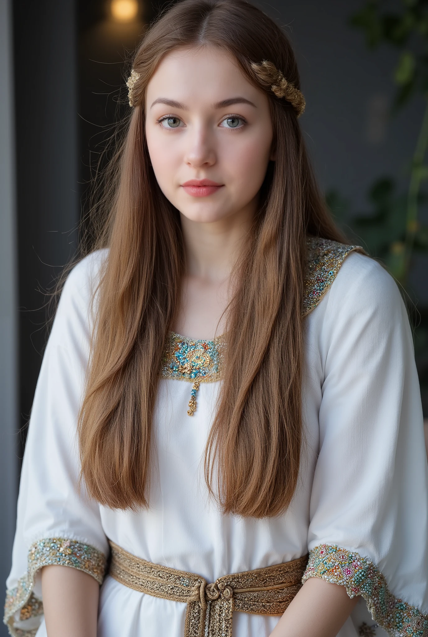 とても美しい二人の処女神のwhole body画像, Brown-haired Artemis in Greek costume , nu , Brown-haired Artemis in Greek costume {p} Brown-haired Artemis in Greek costume {x} Freya with blond braids in a Scandinavian outfit , whole body, looking at the camera