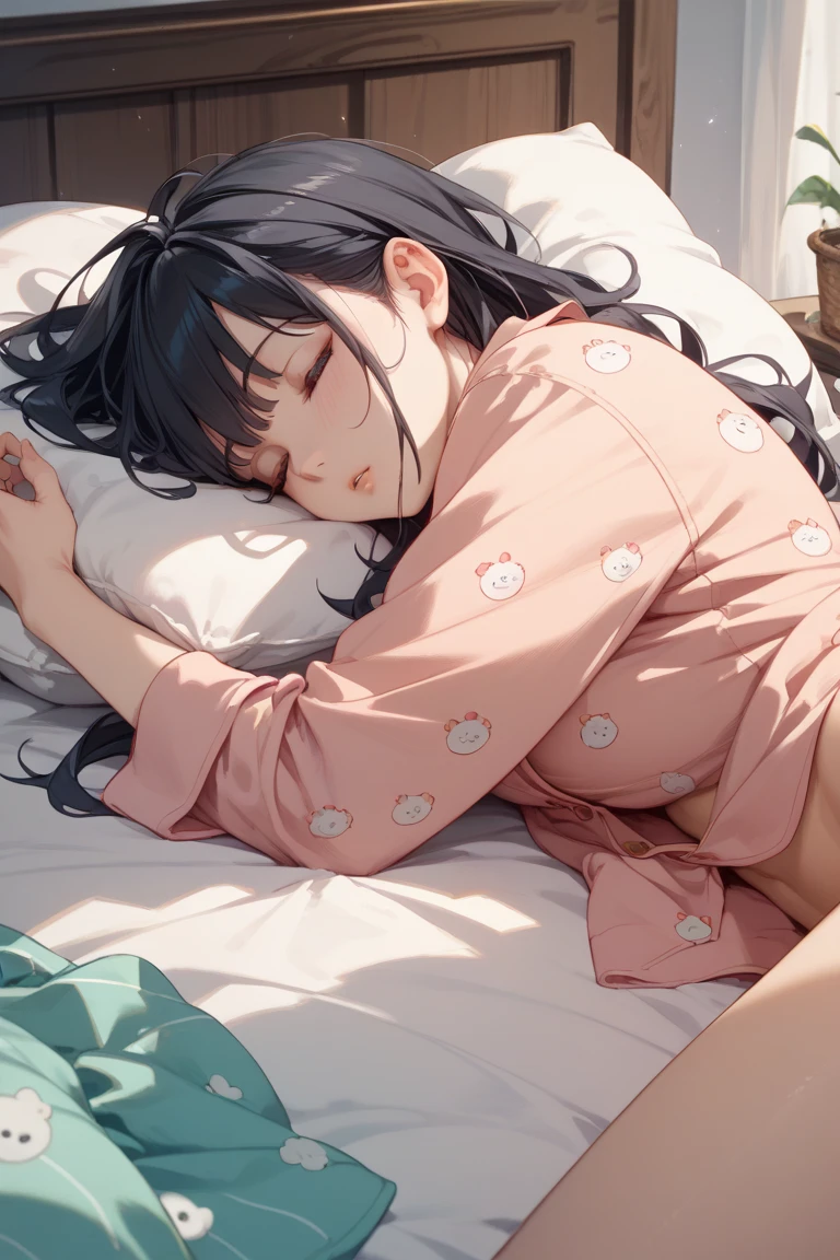 ((orgasm)、blush、Watery eye、Cramp、orgasm:1.7)、Pink shorts、(white feet)