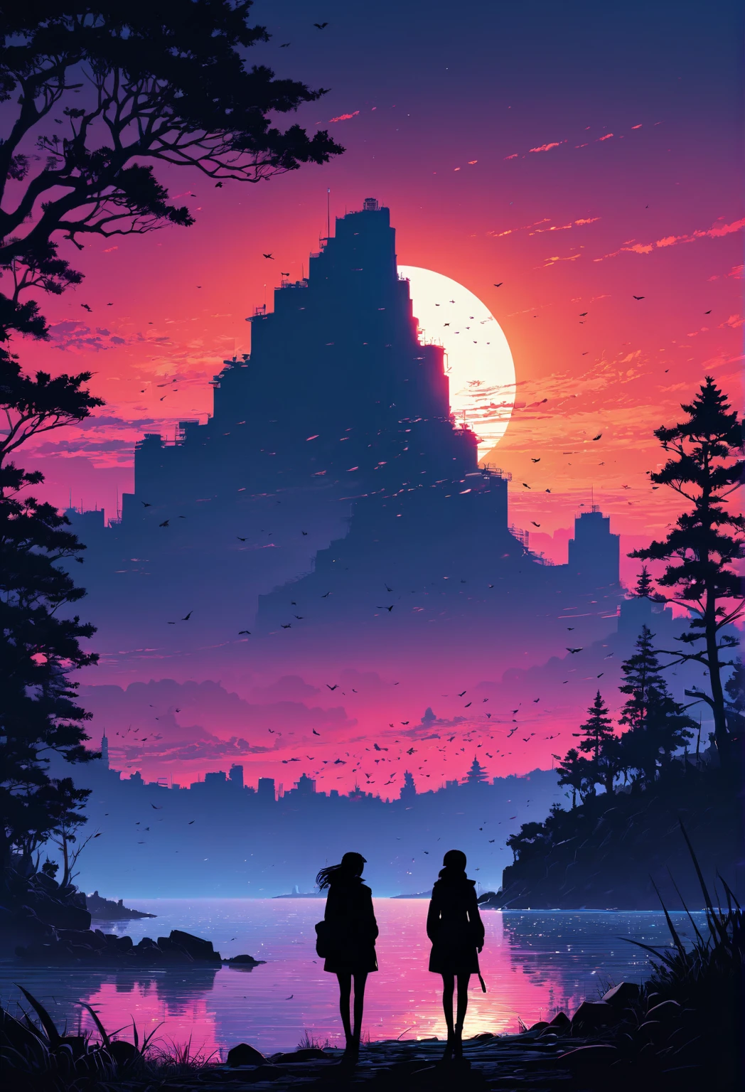 Silhouette Art, by Alena Aenami, enhance, intricate, (best quality, masterpiece, Representative work, official art, Professional, unity 8k wallpaper:1.3)