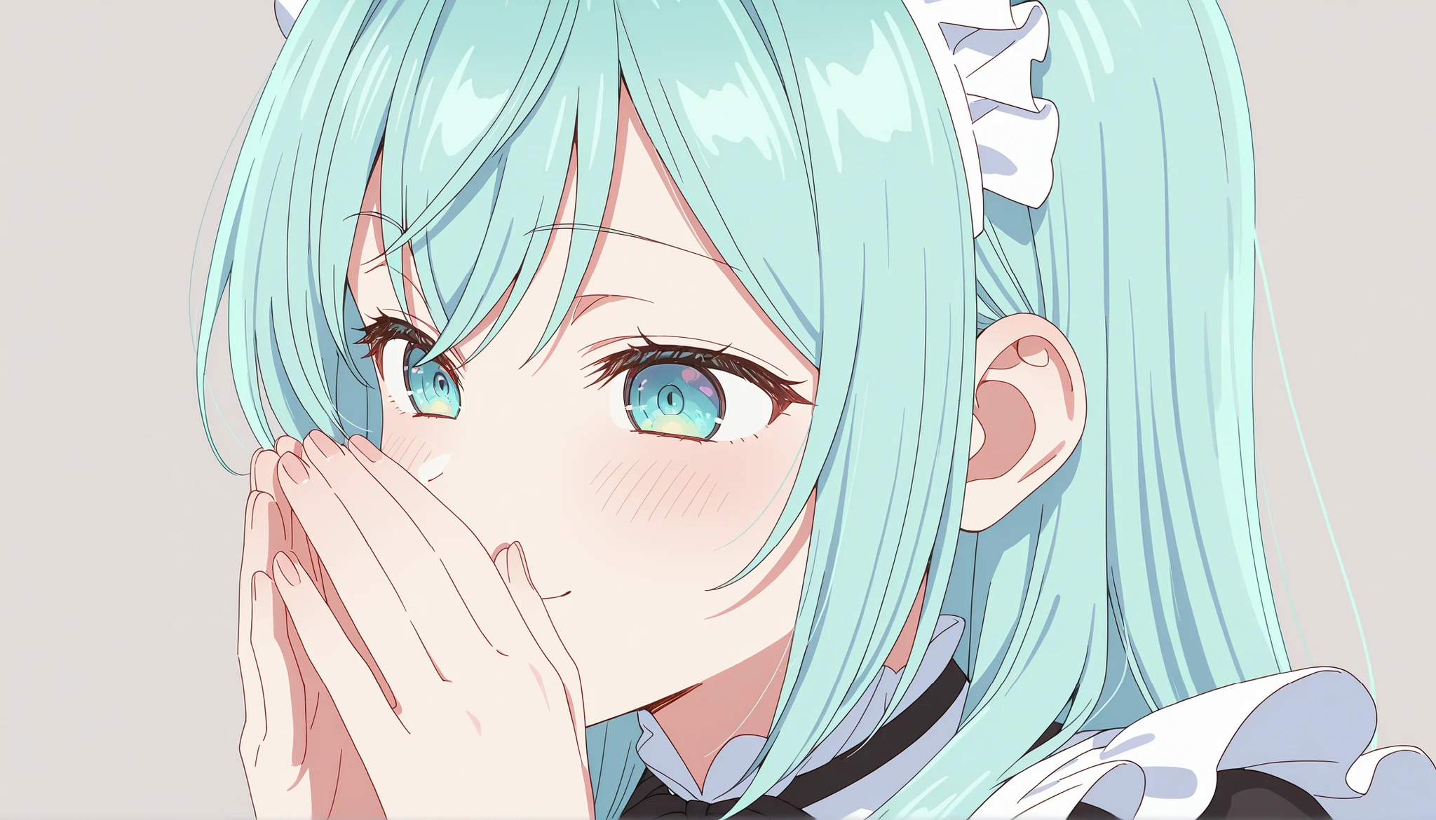 (( Sakuya, maid, Girl, pov, pov male body, pov body skin, hetero, blowjob, Deepthroat pov , penis )), (ultra close distance front face shot), (( niji illustration, midjourney, )), ceiling , 