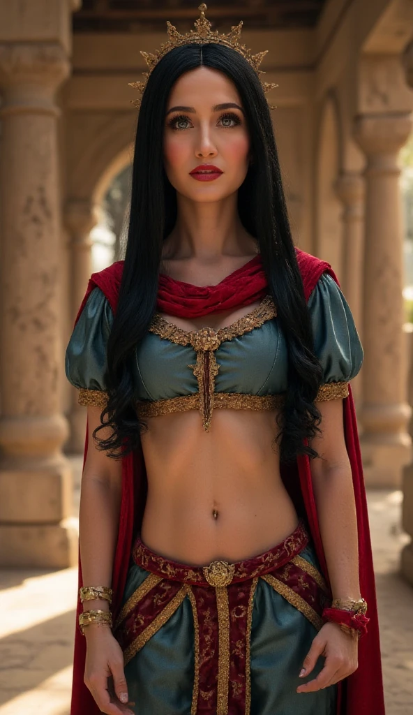 Masterpiece, best quality, hyperrealistic (portrait:0.9) photograph, of (effortlessly beautiful 25 year old Indian female vampire with dark braided hair and pale skin), ((perfect face)), seductive look, (highly detailed skin), lifelike texture, supple skin pores, (wearing velvet red royal vampire robes:1.2), full body photo, standing in front of Castle Volkihar, dark fantasy_\(setting\), ominous atmosphere, storm clouds above, cold color temperature, dull, (cinematic lighting), shallow depth of field, photographed on a Leica SL (Typ 601) Mirrorless Digital Camera, 35mm F/1.4 cine lens, soft focus, (hyperdetailed, intricately detailed), film-like, HDR, 8k, film still from Skyrim live action adaptation, highly detailed